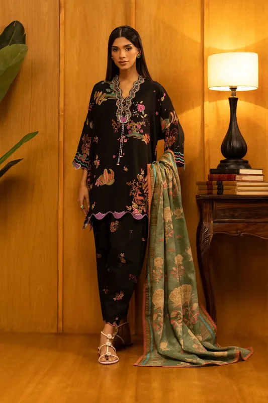 Sana Safinaz Muzlin Winter 25 Black Organza – view 1 – Poshaq