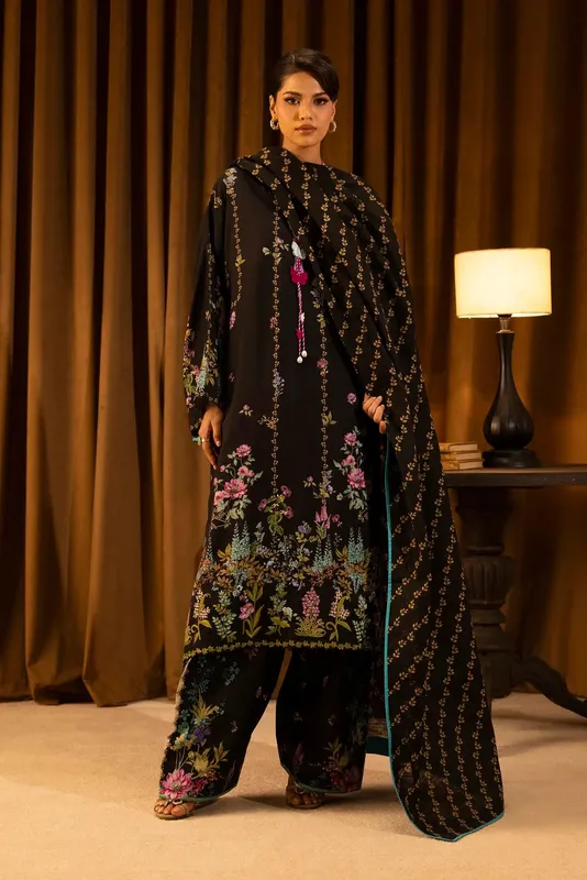 Sana Safinaz Muzlin Winter 25 Dark Plum Organza – view 1 – Poshaq