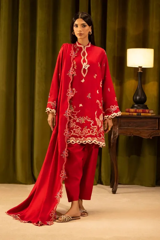 Sana Safinaz Muzlin Winter 25 Red Organza – view 1 – Poshaq