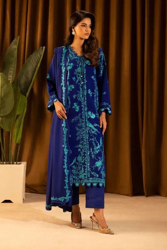 Sana Safinaz Muzlin Winter 25 Royal Blue Organza – view 1 – Poshaq