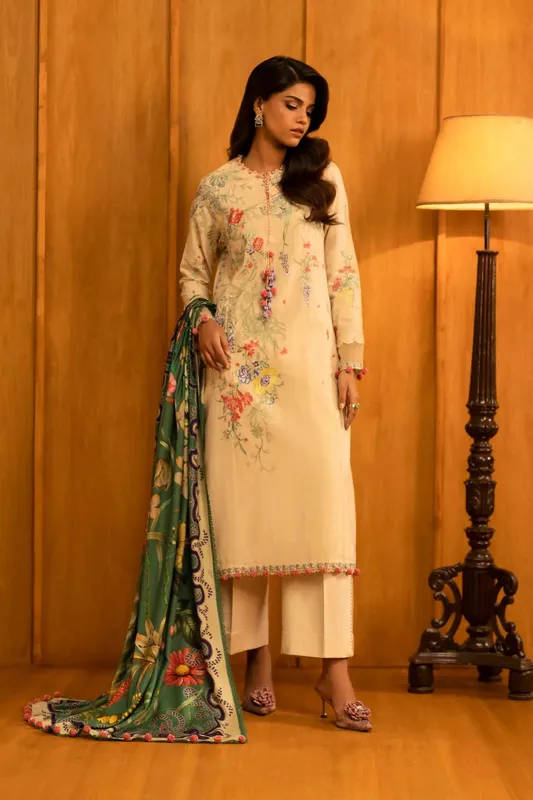 Sana Safinaz Muzlin Winter 25 Cream Cotton – view 1 – Poshaq