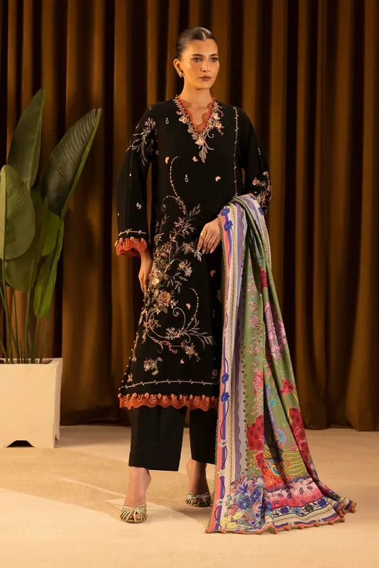 Sana Safinaz Muzlin Winter 25 Black Organza – view 1 – Poshaq
