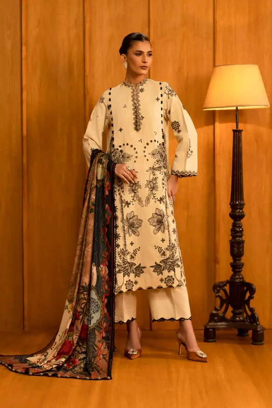 Sana Safinaz Muzlin Winter 25 Cream Cotton – view 1 – Poshaq