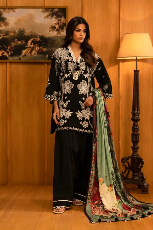 Sana Safinaz Muzlin Winter 25 Black Cotton – view 1 – Poshaq