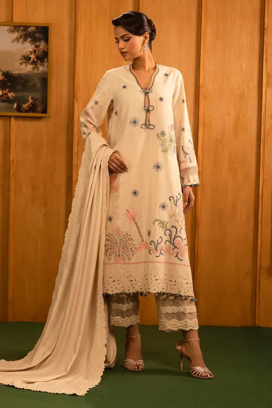 Sana Safinaz Muzlin Winter 25 light beige Organza – view 1 – Poshaq