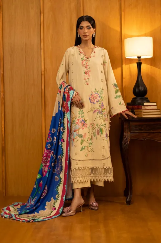 Sana Safinaz Muzlin Winter 25 Ivory Organza – view 1 – Poshaq