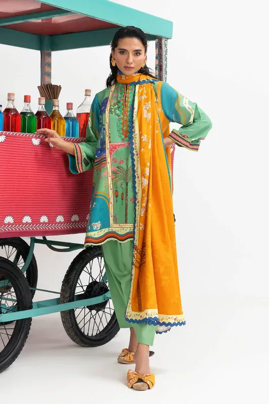 Sana Safinaz Mahay Winter 25 Sage Green Khaddar – view 1 – Poshaq