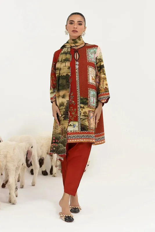 Sana Safinaz Mahay Winter 25 Rust Linen – view 1 – Poshaq