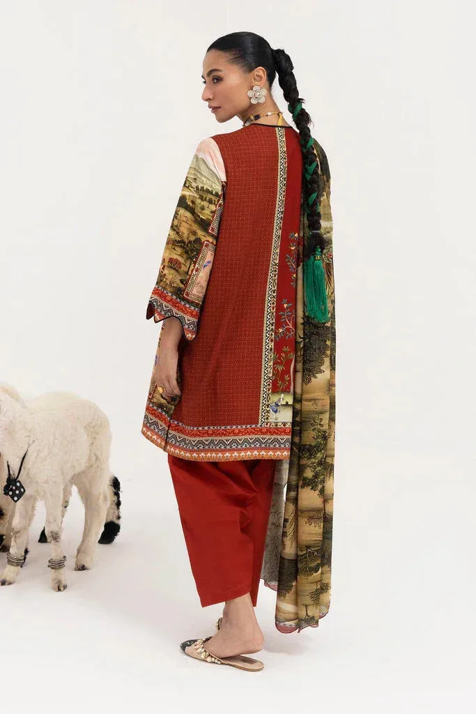 Sana Safinaz Mahay Winter 25 Rust Linen – view 2 – Poshaq