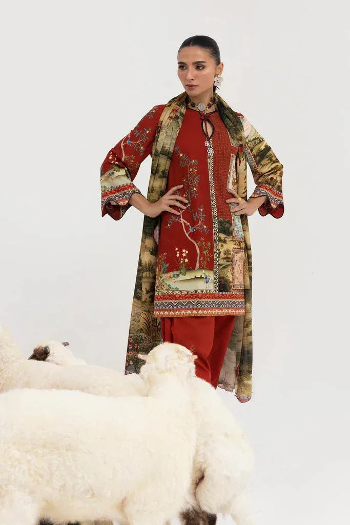 Sana Safinaz Mahay Winter 25 Rust Linen – view 3 – Poshaq
