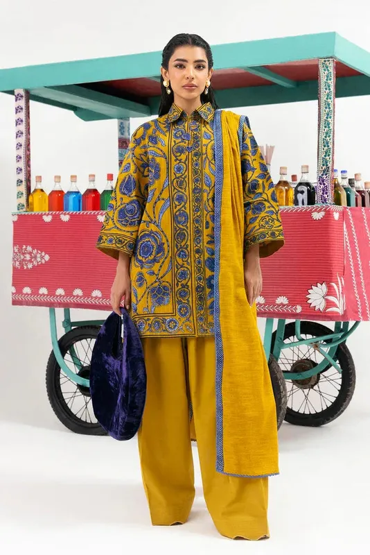 Sana Safinaz Mahay Winter 25 Mustard Yellow Khaddar – view 1 – Poshaq