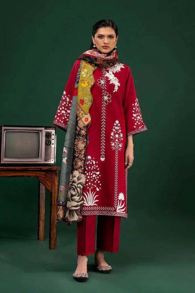 Sana Safinaz Mahay Winter 25 Blood Red Organza – view 1 – Poshaq