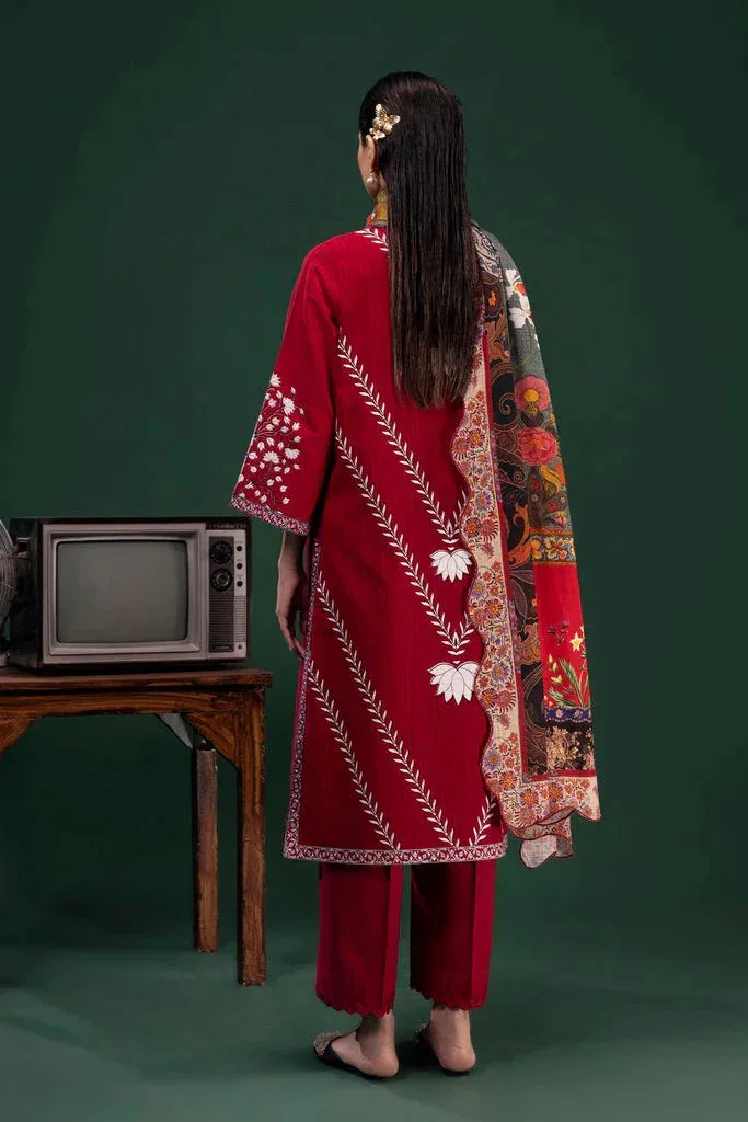 Sana Safinaz Mahay Winter 25 Blood Red Organza – view 2 – Poshaq