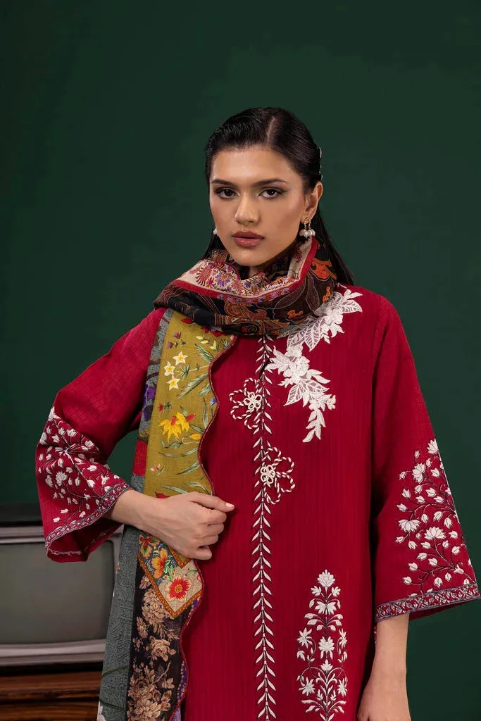 Sana Safinaz Mahay Winter 25 Blood Red Organza – view 3 – Poshaq