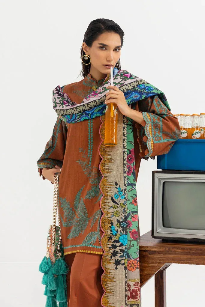 Sana Safinaz Mahay Winter 25 Rust Organza – view 3 – Poshaq