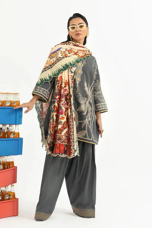 Sana Safinaz Mahay Winter 25 Grey Organza – view 1 – Poshaq