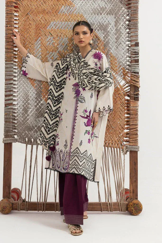 Sana Safinaz Mahay Winter 25 Off White Cambric – view 1 – Poshaq