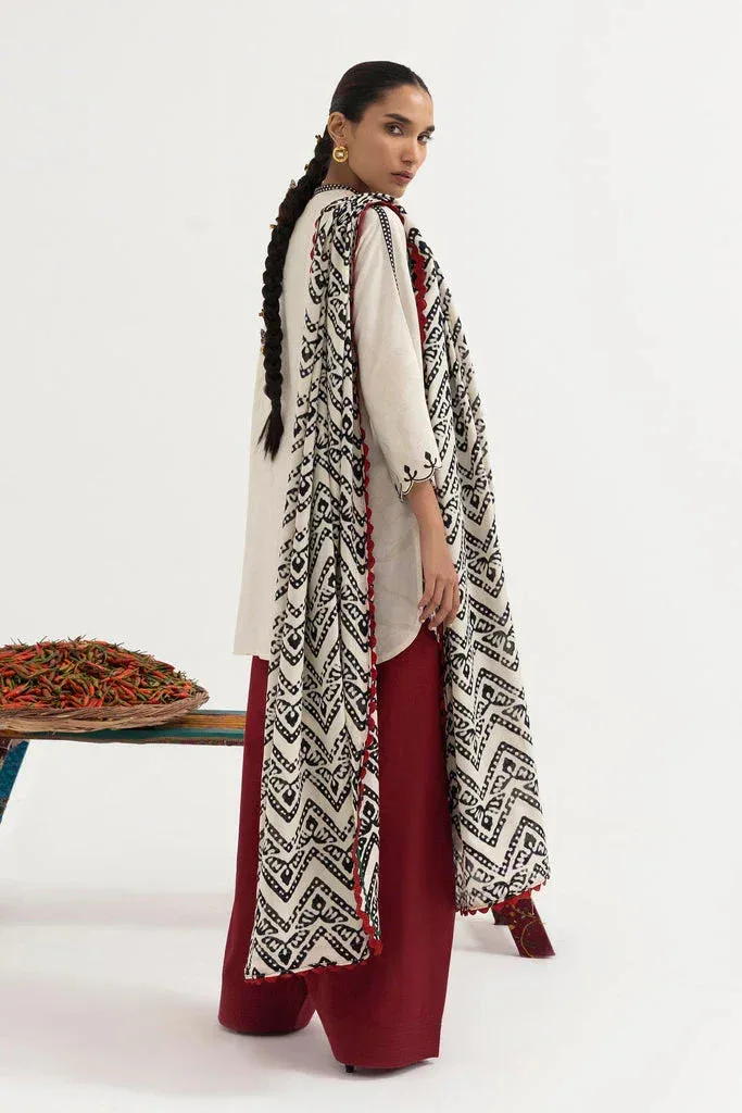 Sana Safinaz Mahay Winter 25 Ivory Linen – view 2 – Poshaq
