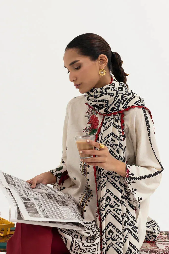 Sana Safinaz Mahay Winter 25 Ivory Linen – view 3 – Poshaq