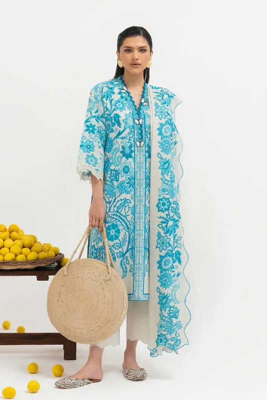Sana Safinaz Mahay Winter 25 Ivory Organza – view 1 – Poshaq