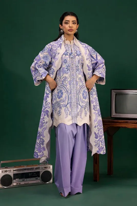 Sana Safinaz Mahay Winter 25 Lavender Pinocchio Organza – view 1 – Poshaq