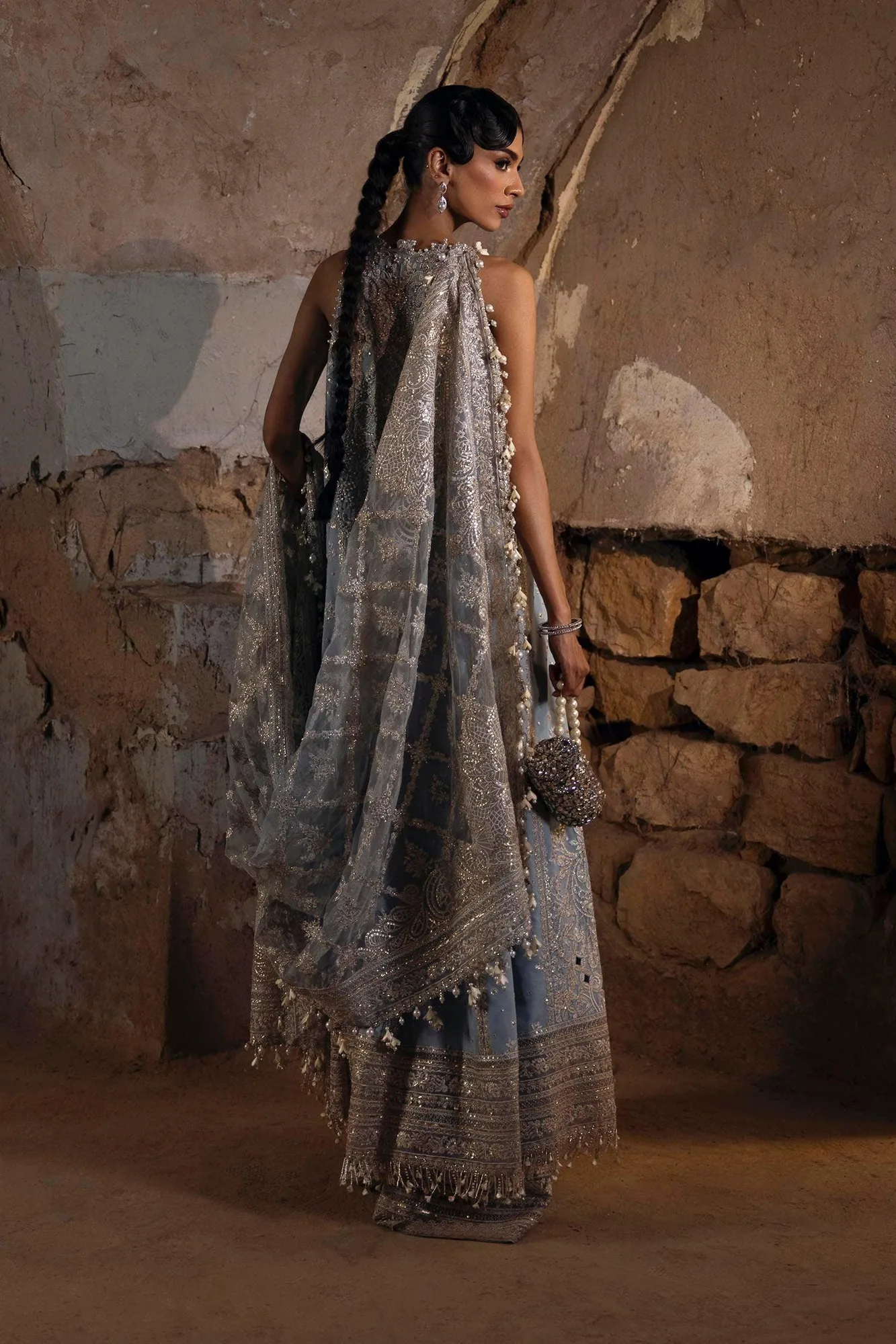 Sana Safinaz Nura Festive 25 Pale Sky Blue Raw Silk – view 2 – Poshaq