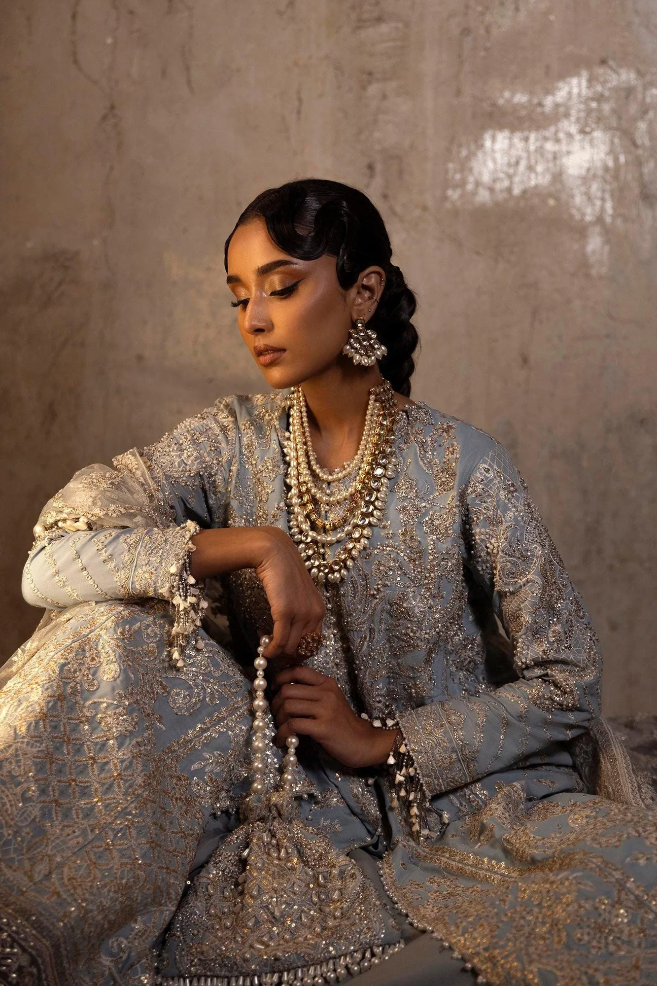 Sana Safinaz Nura Festive 25 Pale Sky Blue Raw Silk – view 3 – Poshaq