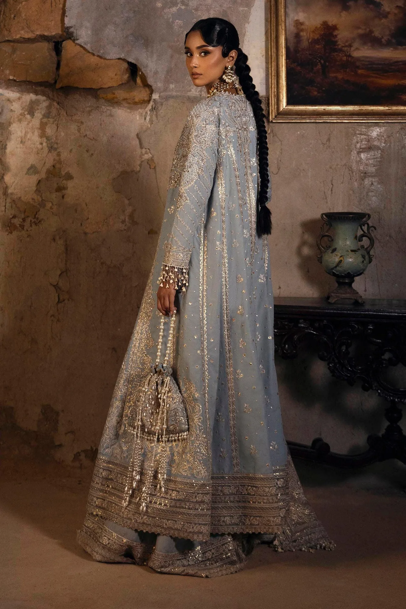 Sana Safinaz Nura Festive 25 Pale Sky Blue Raw Silk – view 4 – Poshaq