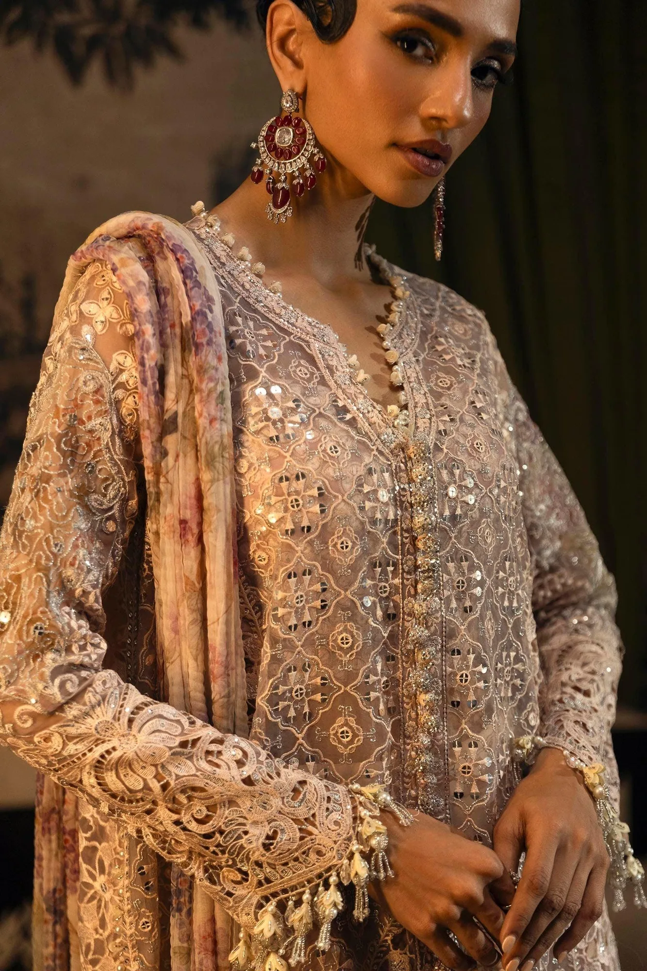 Sana Safinaz Nura Festive 25 Soft Lilac Raw Silk – view 3 – Poshaq