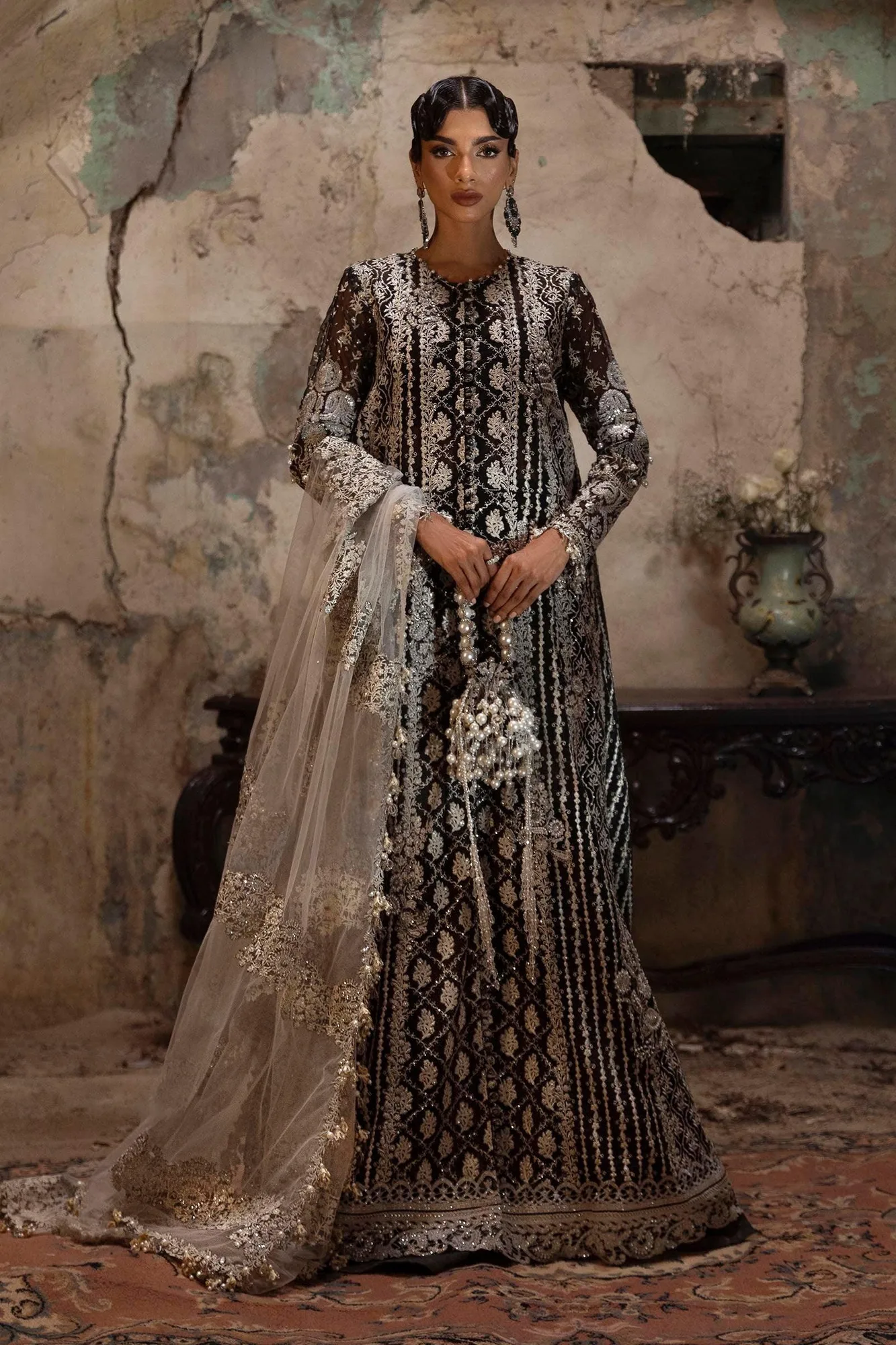 Sana Safinaz Nura Festive 25 Black Raw Silk – view 1 – Poshaq