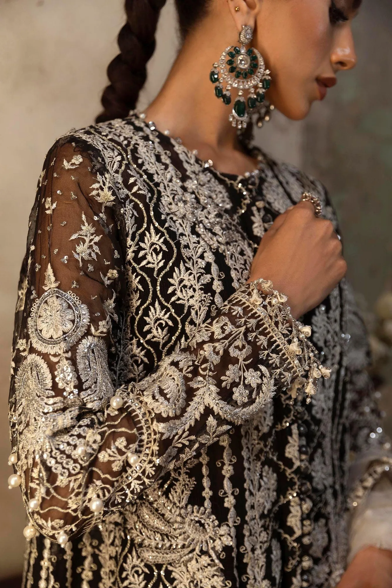 Sana Safinaz Nura Festive 25 Black Raw Silk – view 3 – Poshaq