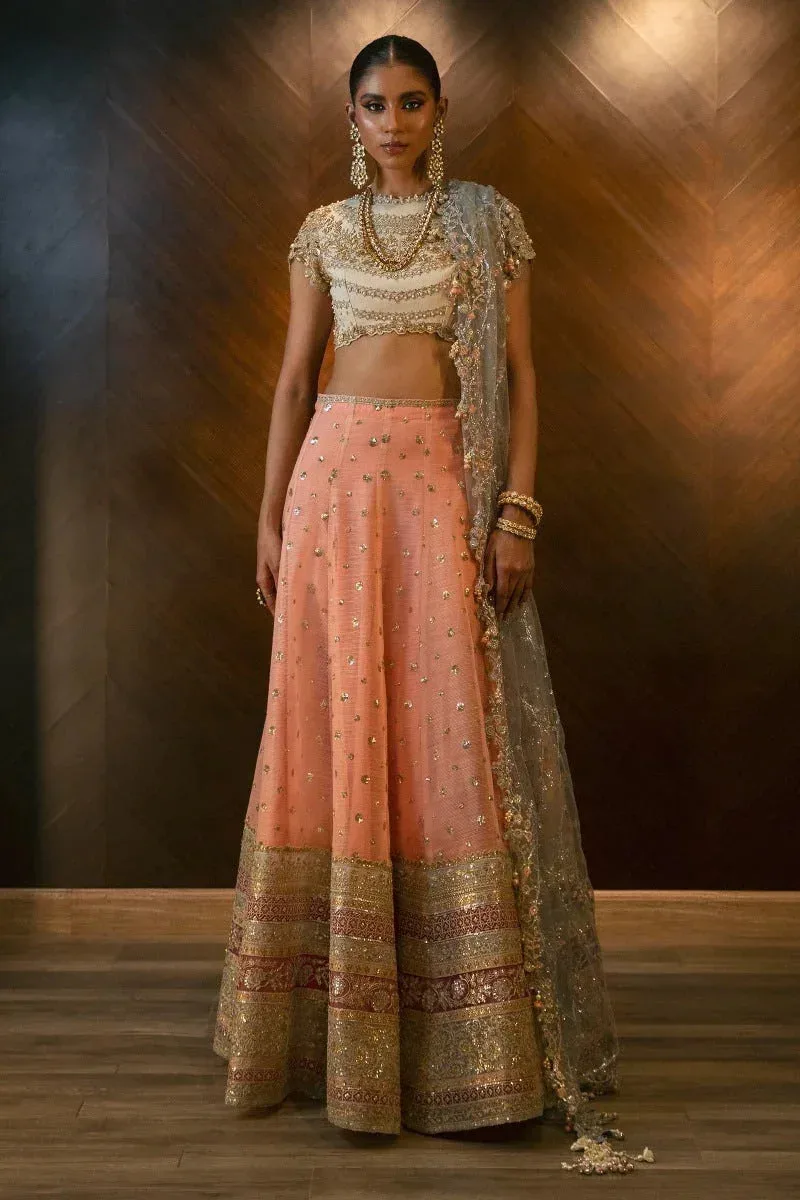 Sana Safinaz Nura Vol. II 2023 Peach Raw Silk – view 1 – Poshaq