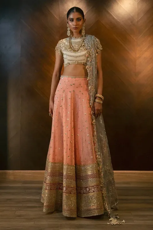Sana Safinaz Nura Vol. II 2023 Peach Raw Silk – view 1 – Poshaq