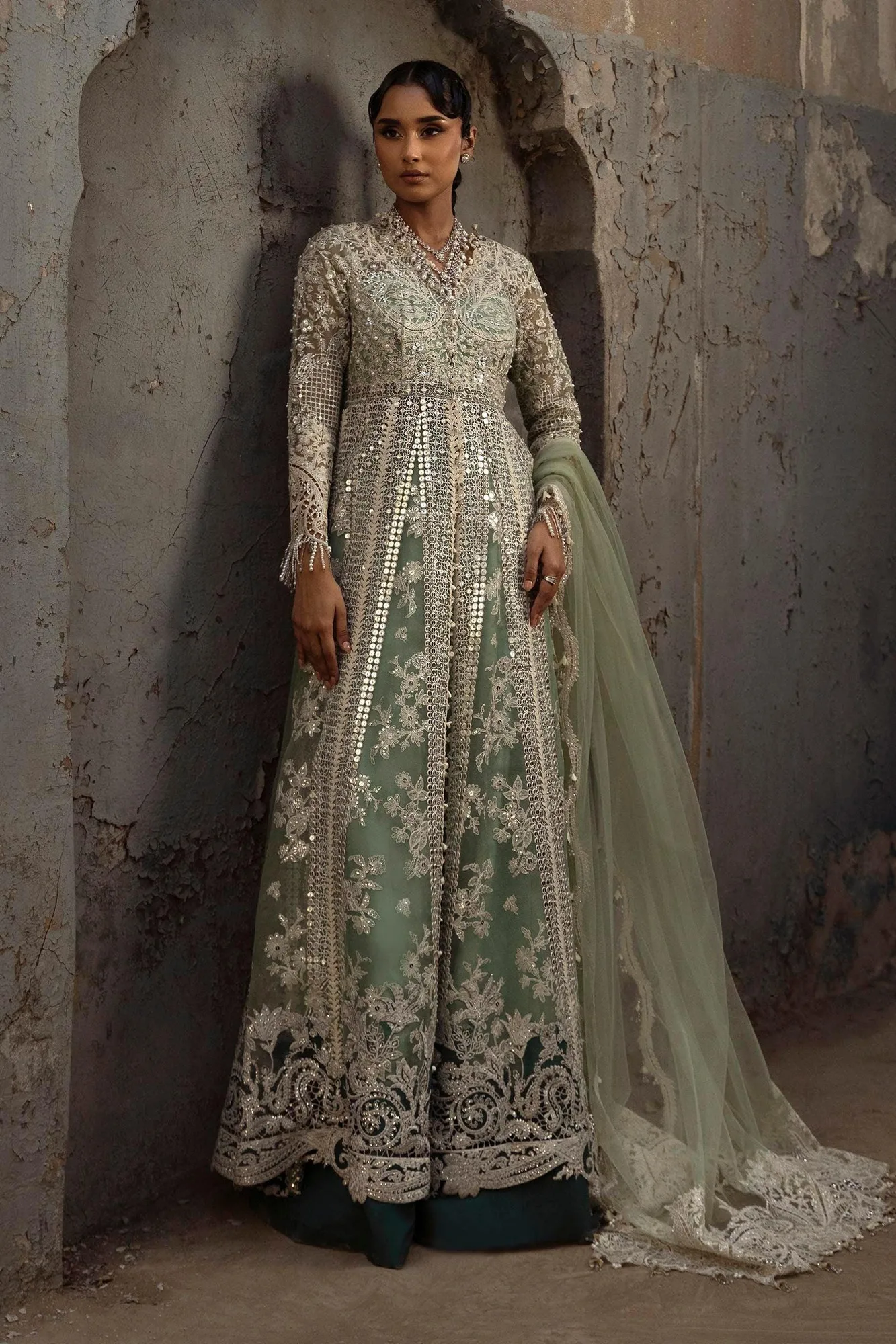 Sana Safinaz Nura Vol. I 2025 Green Raw Silk – view 1 – Poshaq