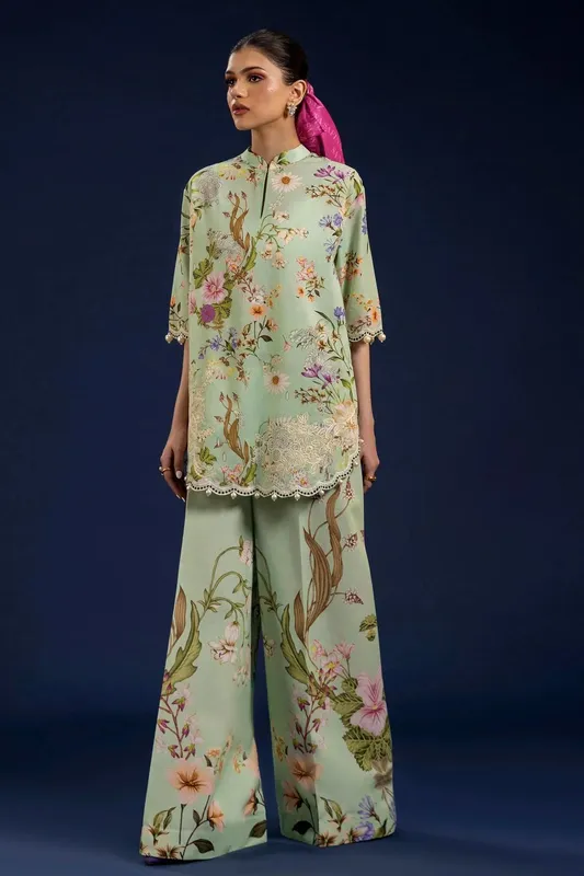 Sana Safinaz Mahay Spring 25 Mint Gray Organza – view 1 – Poshaq
