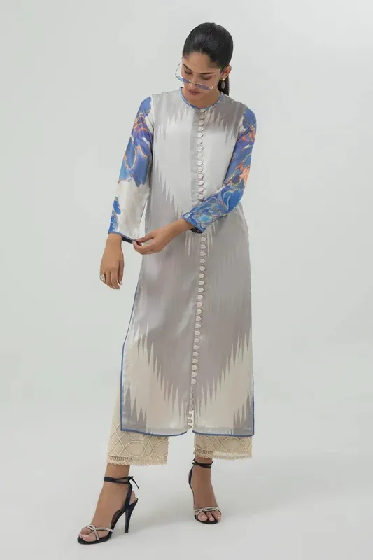 Sana Safinaz Silk Tunics Multicolor Satin – view 1 – Poshaq
