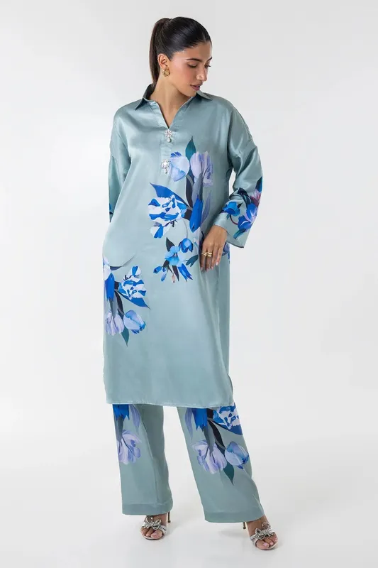 Sana Safinaz Silk Tunics Multicolor Satin – view 1 – Poshaq
