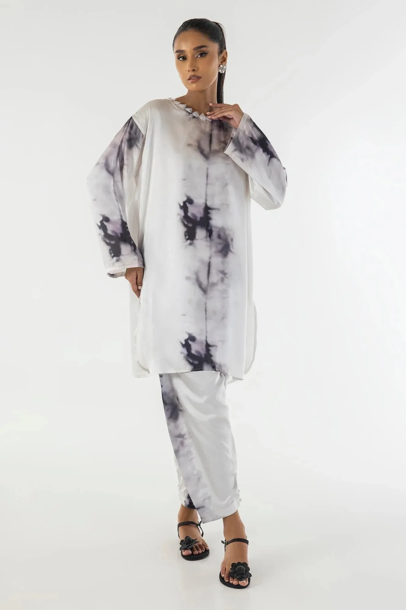 Sana Safinaz Silk Tunics Multicolor Satin – view 1 – Poshaq