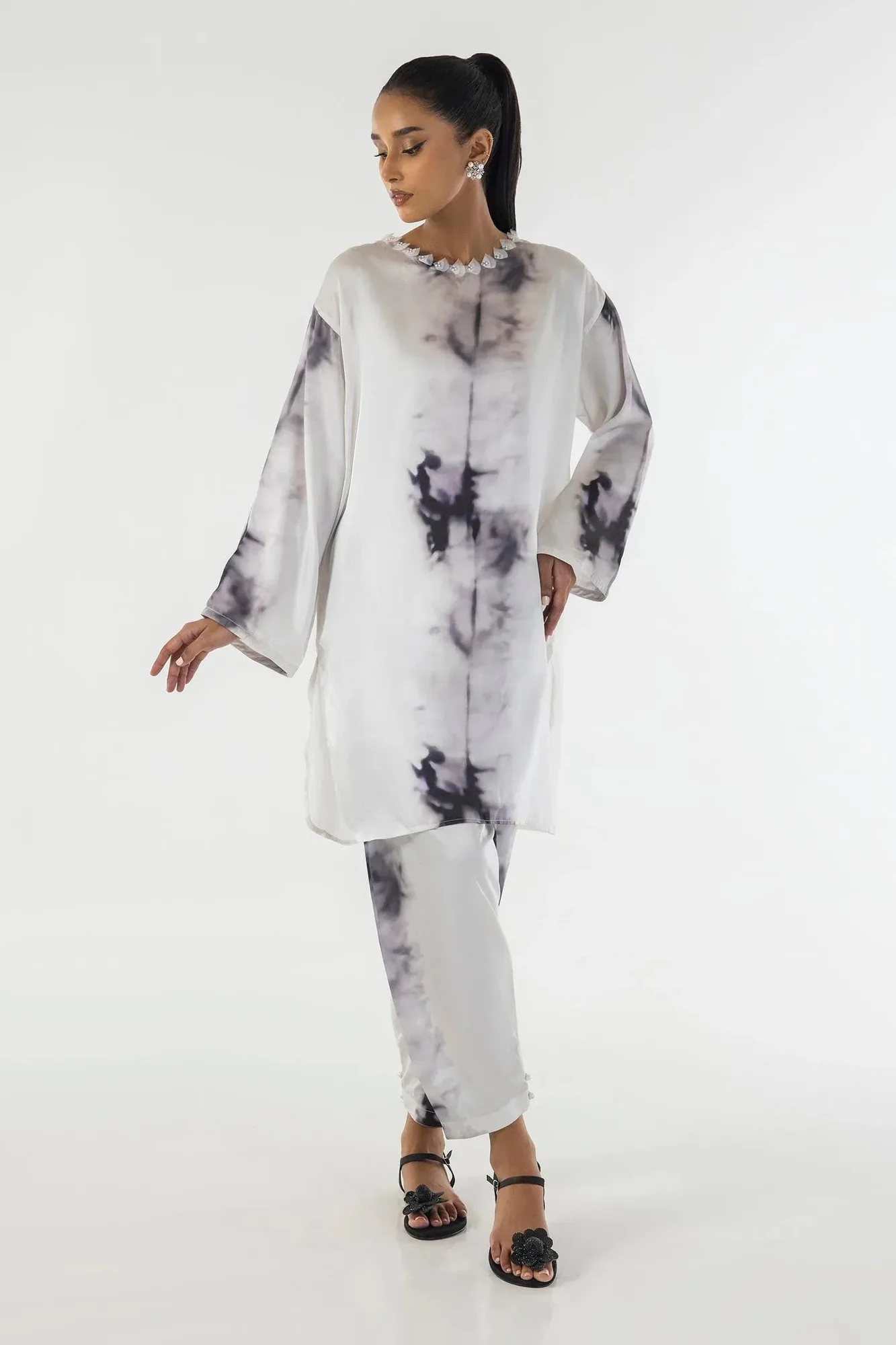 Sana Safinaz Silk Tunics Multicolor Satin – view 3 – Poshaq