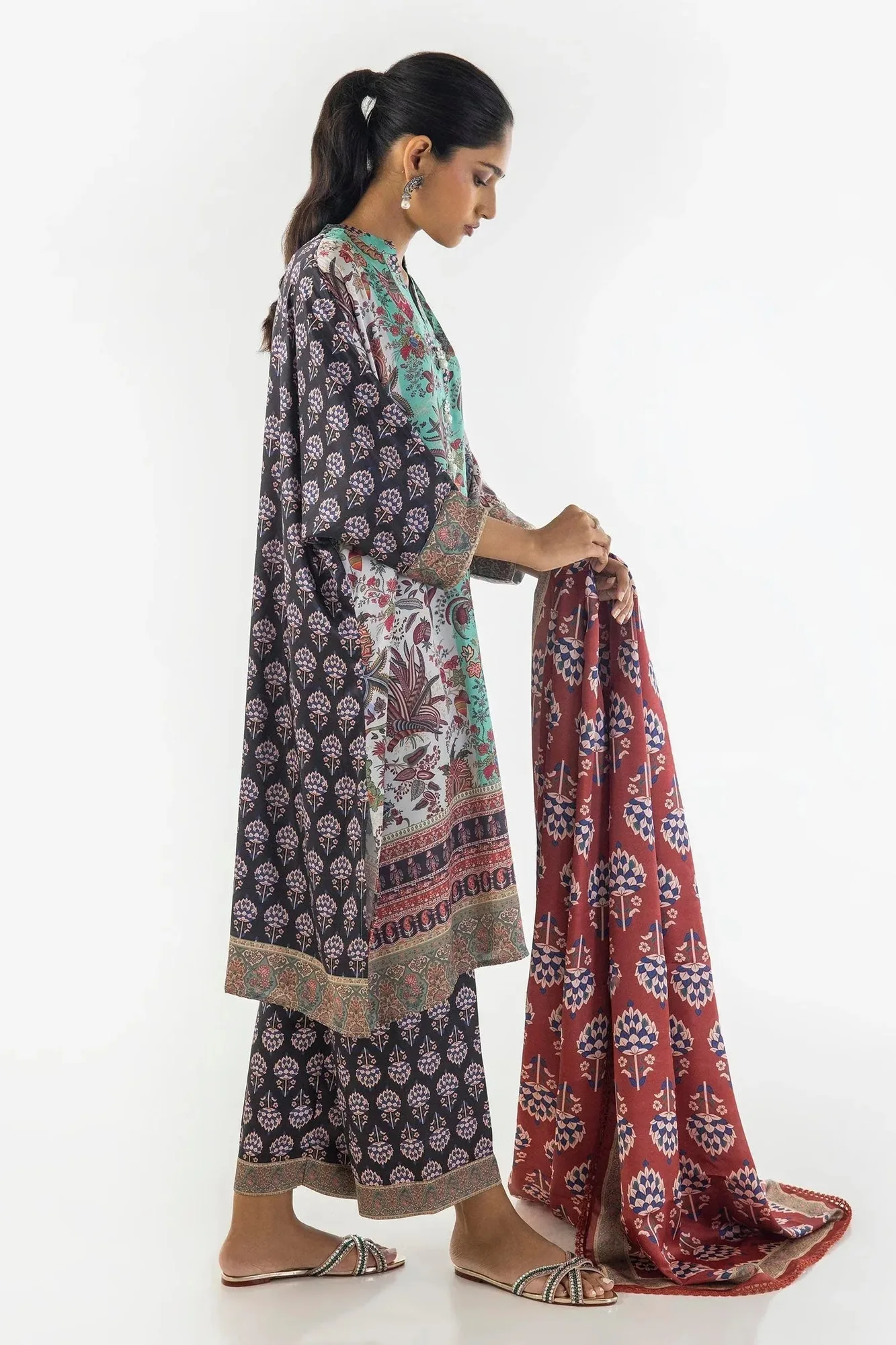 Sana Safinaz Silk Tunics Multicolor Satin – view 2 – Poshaq