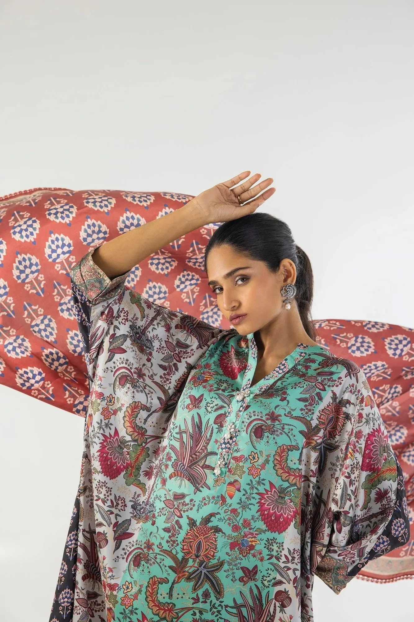 Sana Safinaz Silk Tunics Multicolor Satin – view 3 – Poshaq