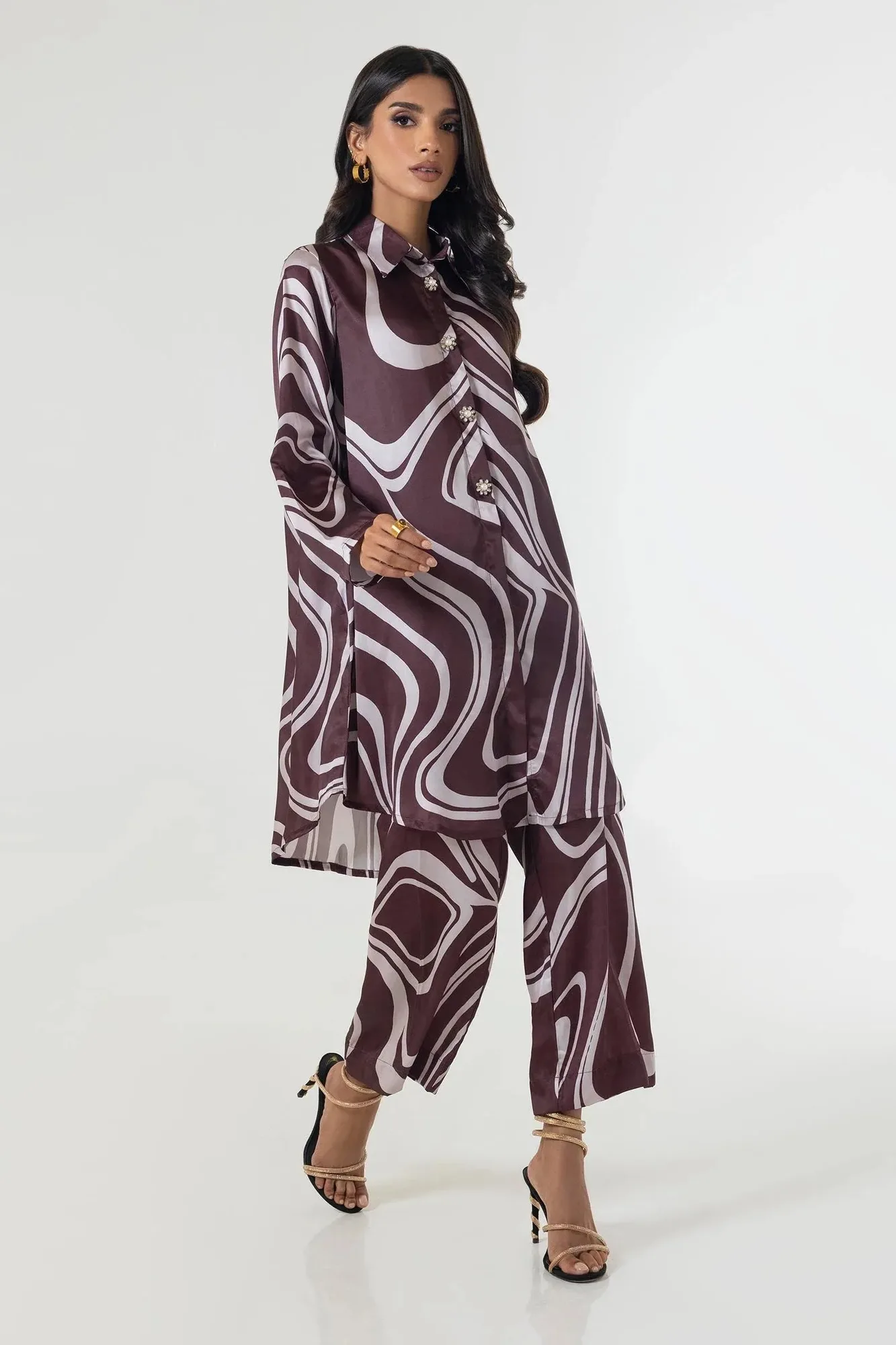 Sana Safinaz Silk Tunics Multicolor Satin – view 3 – Poshaq