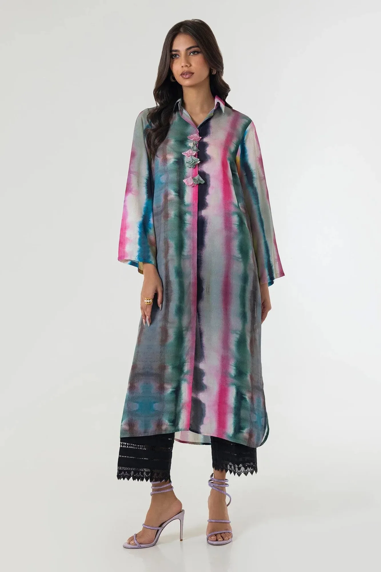 Sana Safinaz Silk Tunics Multicolor Satin – view 1 – Poshaq