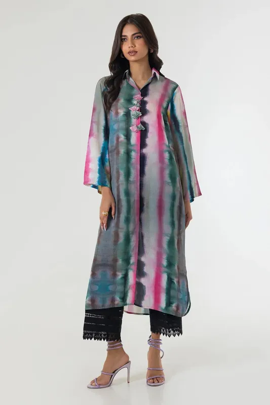 Sana Safinaz Silk Tunics Multicolor Satin – view 1 – Poshaq
