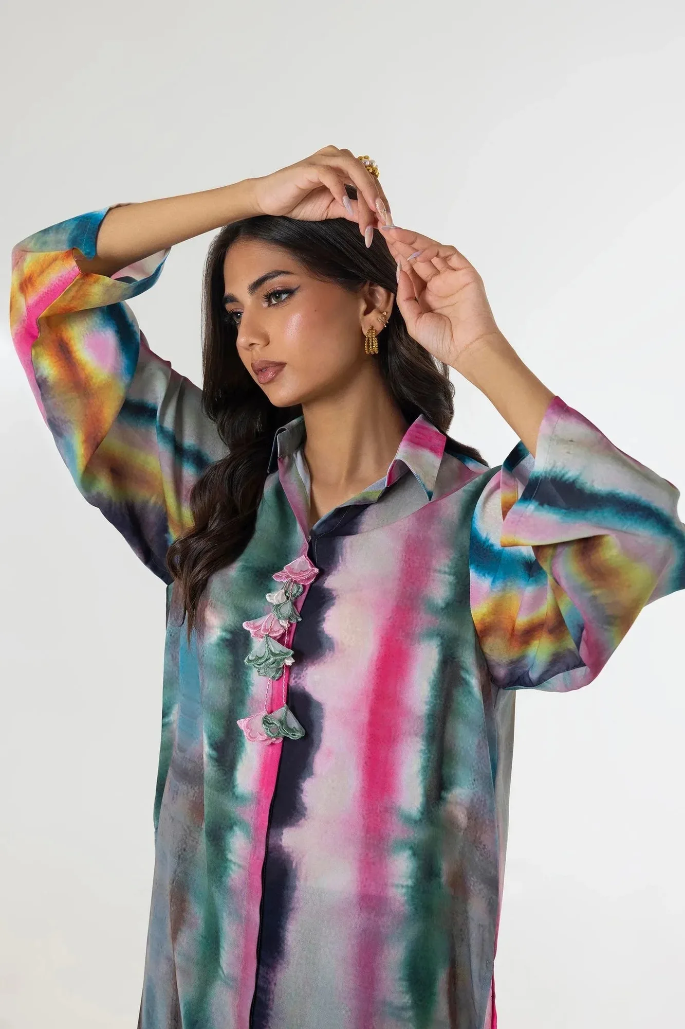 Sana Safinaz Silk Tunics Multicolor Satin – view 3 – Poshaq