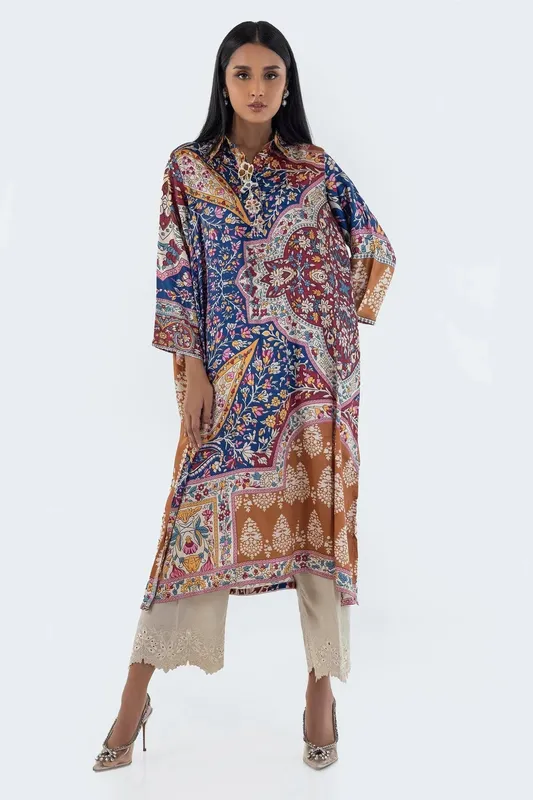 Sana Safinaz Silk Tunics Multicolor Satin – view 1 – Poshaq