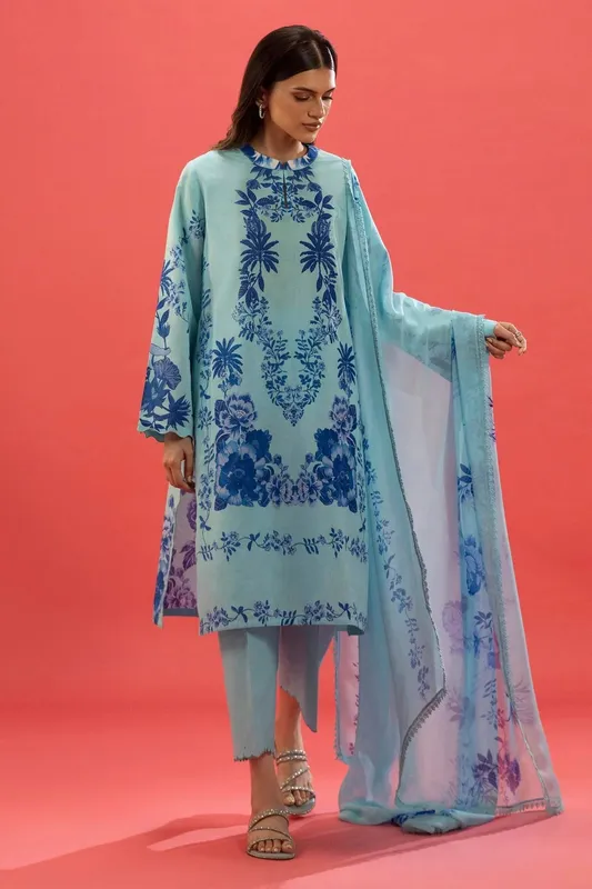 Sana Safinaz Mahay Summer 25 Ice Blue Chiffon – view 1 – Poshaq