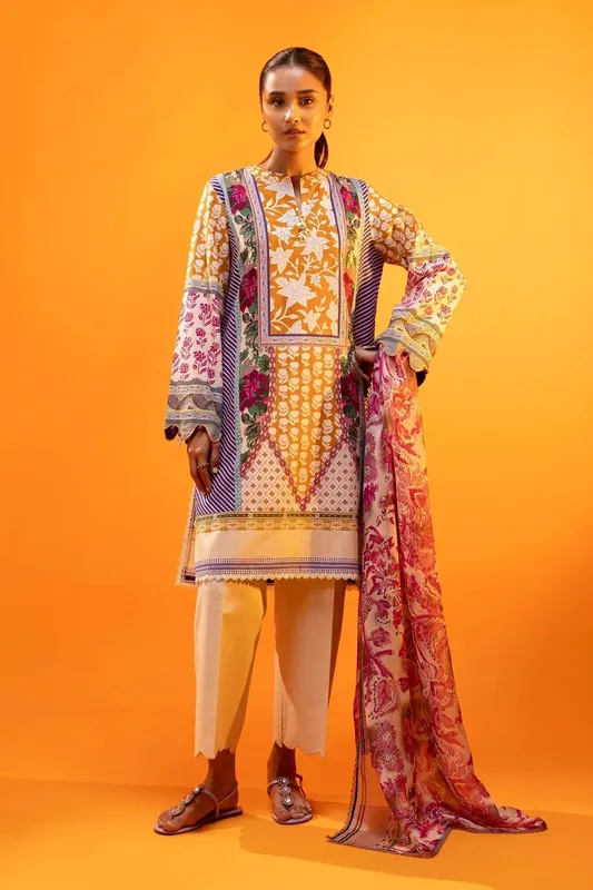 Sana Safinaz Mahay Summer 25 Mustard Chiffon – view 1 – Poshaq