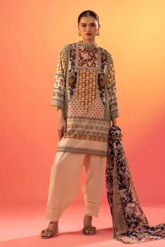 Sana Safinaz Mahay Summer 25 Beige Chiffon – view 1 – Poshaq