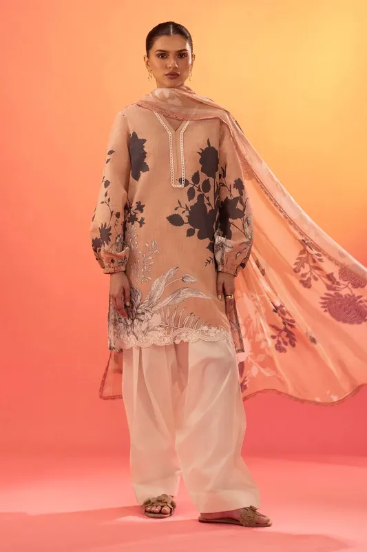 Sana Safinaz Mahay Summer 25 Pale Peach Organza – view 1 – Poshaq